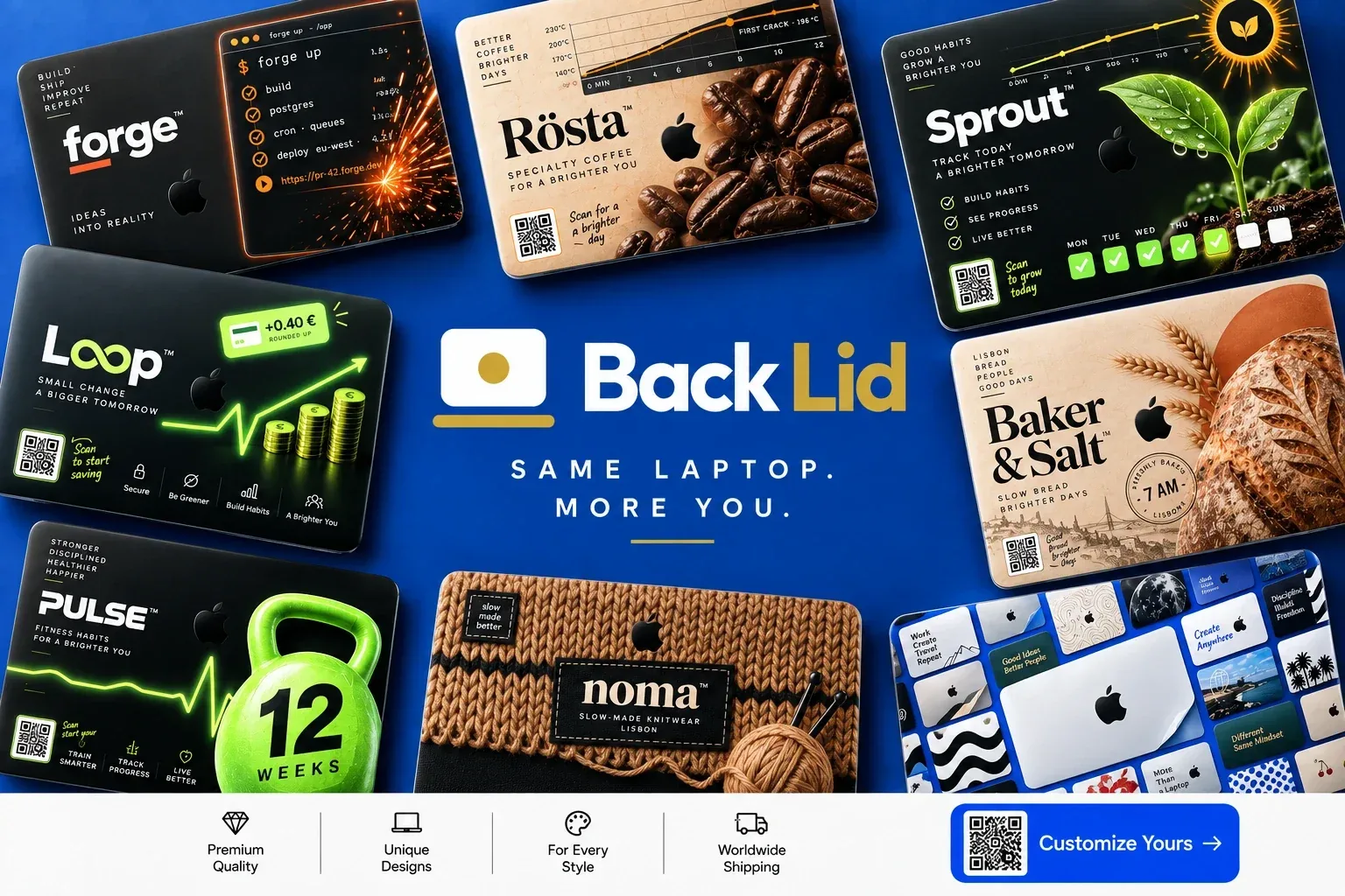 Visuels BackLid : skins d'ordinateur personnalisés pour des marques